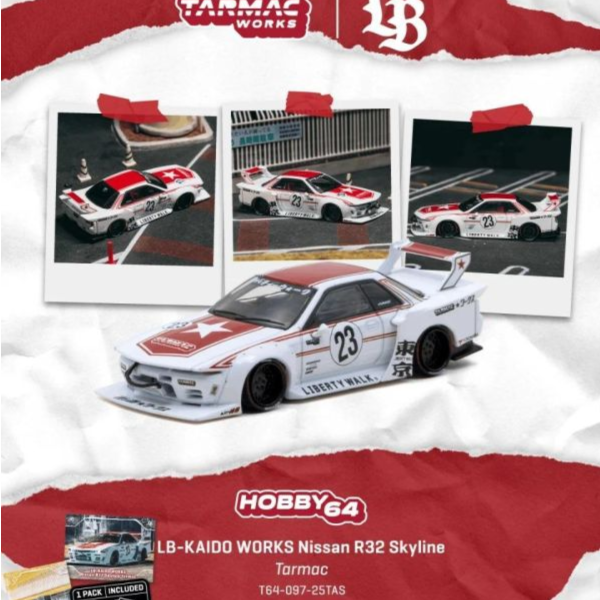 (預購) TARMAC WORKS 1/64 日產 HOBBY64 LB-KAIDO WORKS Nissan R32 Skyline Tarmac T64-097-25TAS 20260906 TARMAC WORKS 1/64 日產 HOBBY64 LB-KAIDO WORKS Nissan R32 Skyline Tarmac T64-097-25TAS