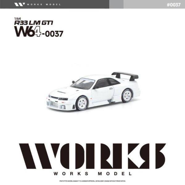 (預購) WORKS MODEL 1/64 R33 LM 1995 GT1 WHITE W640037 20260708 WORKS MODEL 1/64 R33 LM 1995 GT1 WHITE W640037