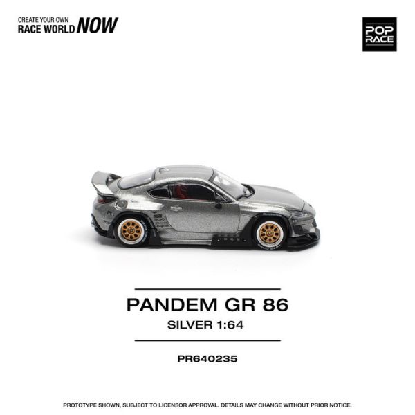 POP RACE 1/64 豐田 Toyota PANDEM GR86 SILVER PR640235 POP RACE 1/64 豐田 Toyota PANDEM GR86 SILVER PR640235
