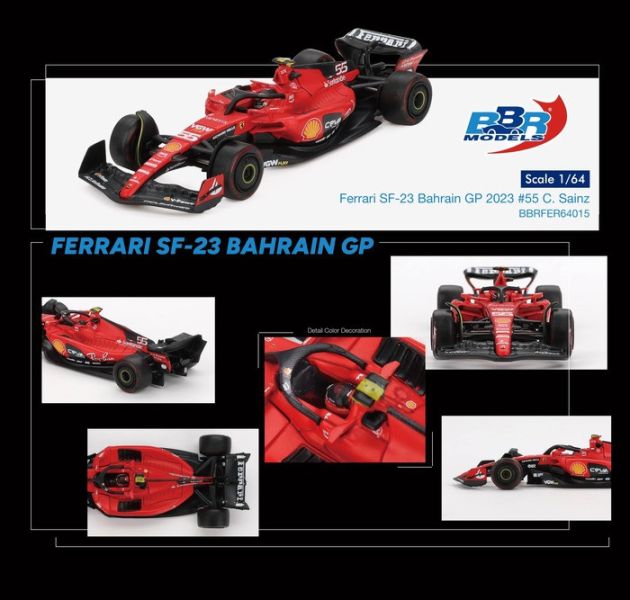 BBR Models 1/64 法拉利 Ferrari SF23 #55 C. Sainz 2023 Bahrain GP BBR Models 1/64 法拉利 Ferrari SF23 #55 C. Sainz 2023 Bahrain GP