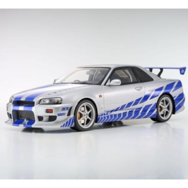(預購) KYOSHO 京商 1/12 巨大比例 玩命關頭2 日產 Nissan Skyline R34 GT-R 2001 Fast & Furious (Silver/Blue Stripes) KSR12007A 20260205 KYOSHO 京商 1/12 巨大比例 玩命關頭2 日產 Nissan Skyline R34 GT-R 2001 Fast & Furious (Silver/Blue Stripes) KSR12007A