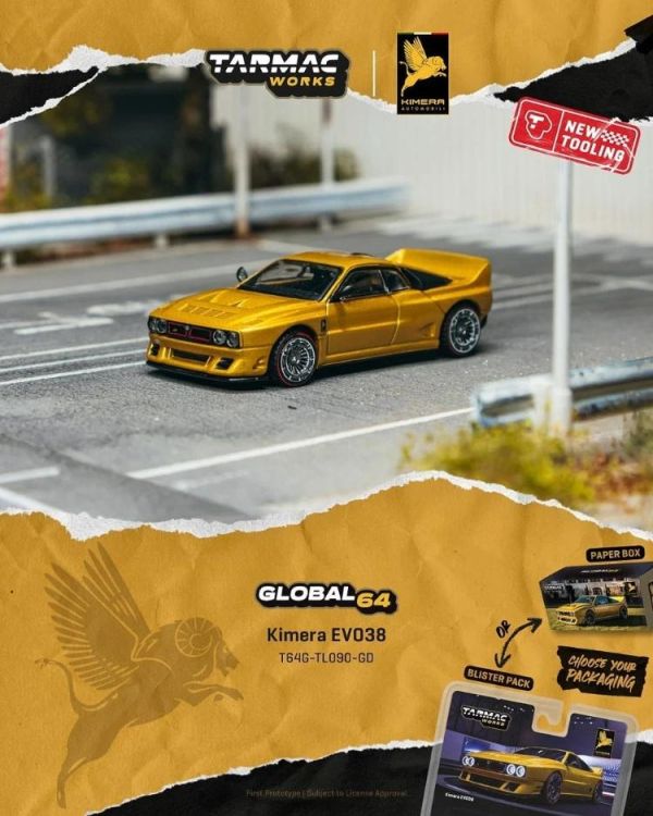 (預購) [吊卡版] TARMAC WORKS 1/64 三菱 GLOBAL64 Kimera EVO38 Gold T64G-TL090-GD 20260622 [吊卡版] TARMAC WORKS 1/64 三菱 GLOBAL64 Kimera EVO38 Gold T64G-TL090-GD