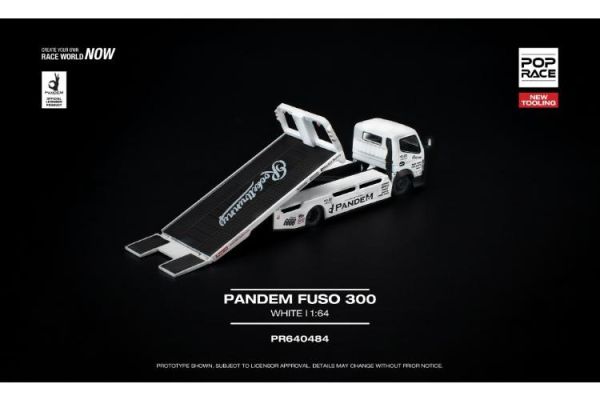 (預購) POP RACE 1/64 三菱 PANDEM FUSO 300 FLATBED TRANSPORTER - WHITE PR640484 20260312 POP RACE 1/64 三菱 PANDEM FUSO 300 FLATBED TRANSPORTER - WHITE PR640484