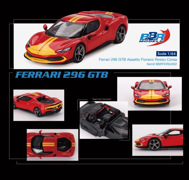 BBR Models 1/64 法拉利 Ferrari 296 GTB Assetto Fiorano Rosso Corsa 經典紅黃 BBR Models 1/64 法拉利 Ferrari 296 GTB Assetto Fiorano Rosso Corsa 經典紅黃