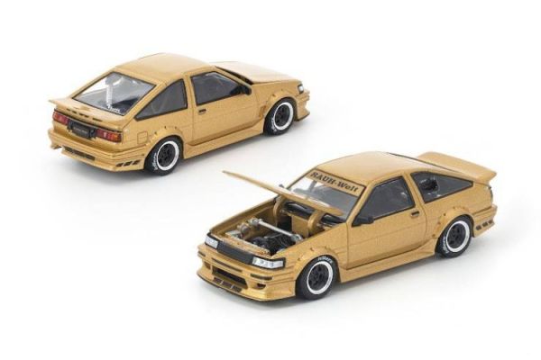 (預購) 新模具 POP RACE 1/64 豐田  RWB AE86 GOLD 金曜 PR640411 20251121 新模具 POP RACE 1/64 豐田  RWB AE86 GOLD 金曜 PR640411