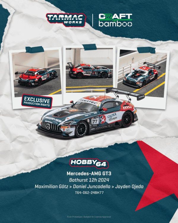 (預購) TARMAC WORKS 1/64 賓士 HOBBY64 Mercedes-AMG GT3 Bathurst 12h 2024 T64-062-24BH77 20260921 TARMAC WORKS 1/64 賓士 HOBBY64 Mercedes-AMG GT3 Bathurst 12h 2024 T64-062-24BH77