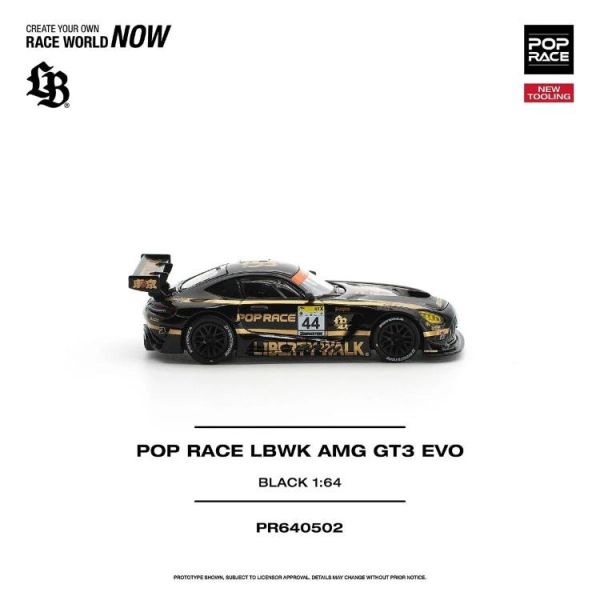 (預購) POP RACE 1/64 三菱 POP RACE LBWK AMG GT3 EVO - BLACK PR640502 20260729 POP RACE 1/64 三菱 POP RACE LBWK AMG GT3 EVO - BLACK PR640502