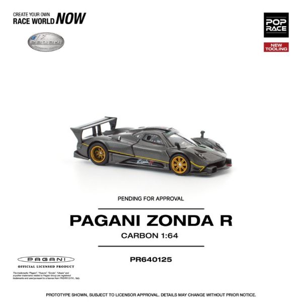 (預購) 新模具 POP RACE 1/64 帕加尼 PAGANI ZONDA R 前後可開 碳纖維塗裝 PR640125 20251107 新模具 POP RACE 1/64 帕加尼 PAGANI ZONDA R 前後可開 碳纖維塗裝 PR640125