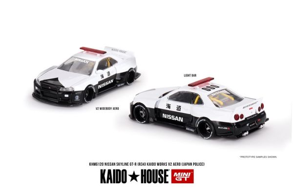 MINIGT 1/64 日產 Nissan Skyline GT-R R34 Kaido Works V2 Aero Police 警車塗裝 MINIGT 1/64 日產 Nissan Skyline GT-R R34 Kaido Works V2 Aero Police 警車塗裝