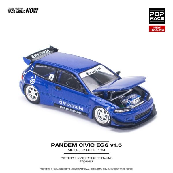 POP RACE 1/64 本田 HONDA PANDEM CIVIC EG6 v1.5 五代喜美 金屬藍 PR640127 POP RACE 1/64 本田 HONDA PANDEM CIVIC EG6 v1.5 五代喜美 金屬藍 PR640127