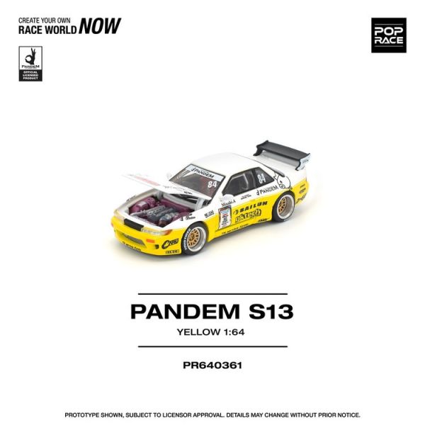 (預購) POP RACE 1/64 日產 Nissan PANDEM SILVIA S13 2020 D1 LIGHTS YELLOW/WHITE (預購) POP RACE 1/64 日產 Nissan PANDEM SILVIA S13 2020 D1 LIGHTS YELLOW/WHITE