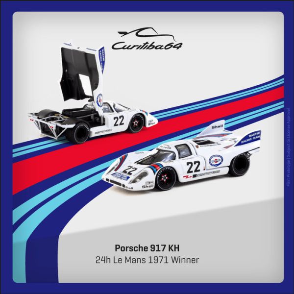 TARMAC WORKS 1/64 保時捷 Porsche 917 KH 利曼24耐1971 冠軍車 22號 馬丁尼 CWB64-002-LMW22 TARMAC WORKS 1/64 保時捷 Porsche 917 KH 利曼24耐1971 冠軍車 22號 馬丁尼 CWB64-002-LMW22