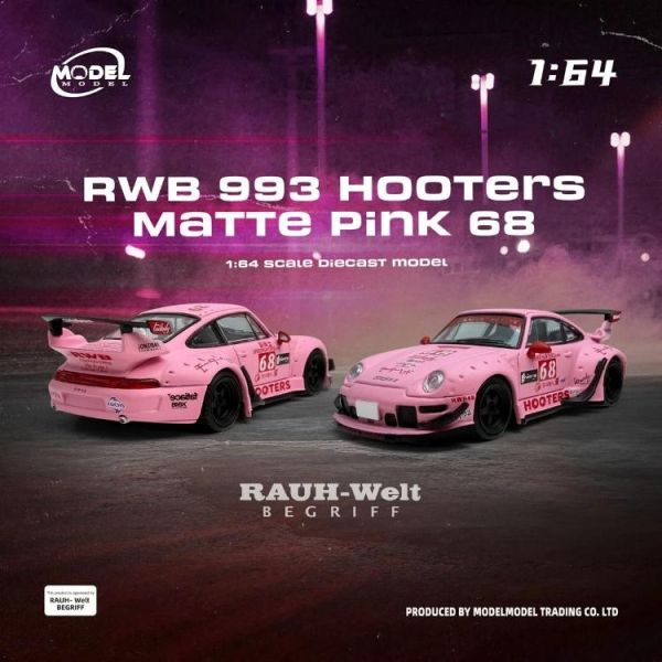 (預購) Model Model 1/64 保時捷 RWB 993 Hooters 消光粉紅 #68 MM64-RWB993-013 20260423 Model Model 1/64 保時捷 RWB 993 Hooters 消光粉紅 #68 MM64-RWB993-013