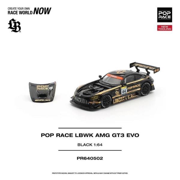 (預購) POP RACE 1/64 三菱 POP RACE LBWK AMG GT3 EVO - BLACK PR640502 20260729 POP RACE 1/64 三菱 POP RACE LBWK AMG GT3 EVO - BLACK PR640502