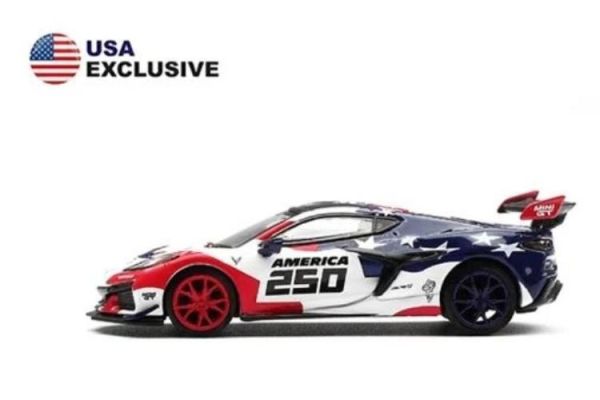 (預購) [吊卡版] MINIGT 1/64 雪佛蘭Chevrolet Corvette ZR1 America 250 USA Exclusive LHD MGT01302-BL 20260416 [吊卡版] MINIGT 1/64 雪佛蘭Chevrolet Corvette ZR1 America 250 USA Exclusive LHD MGT01302-BL