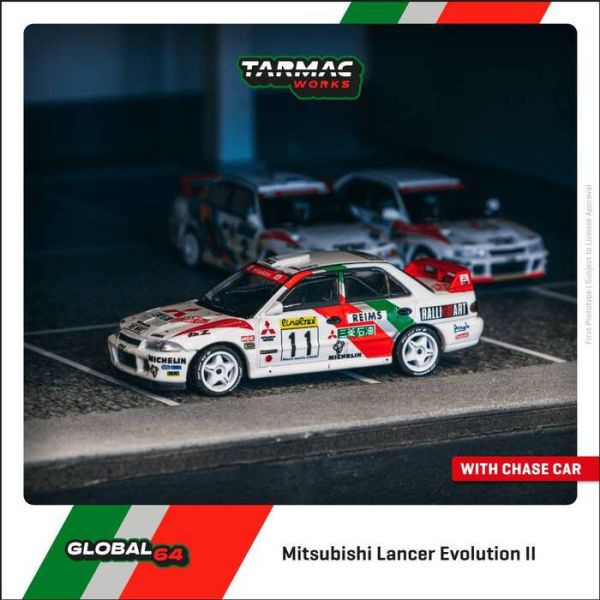 TARMAC WORKS 1/64 三菱 Mitsubishi Lancer Evolution II EVO二代 蒙地卡羅拉力賽1995 參賽車 T64G-049-95MCR11 TARMAC WORKS 1/64 三菱 Mitsubishi Lancer Evolution II EVO二代 蒙地卡羅拉力賽1995 參賽車 T64G-049-95MCR11