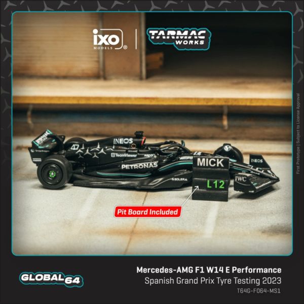 (預購) TARMAC WORKS 1/64 賓士 Mercedes-AMG F1 W14 E Performance Spanish Grand Prix Tyre Testing 2023 T64G-F064-MS1 (預購) TARMAC WORKS 1/64 賓士 Mercedes-AMG F1 W14 E Performance Spanish Grand Prix Tyre Testing 2023 T64G-F064-MS1