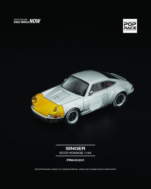 (預購) POP RACE 1/64 保時捷 Porsche SINGER YELLOW/SILVER (預購) POP RACE 1/64 保時捷 Porsche SINGER YELLOW/SILVER