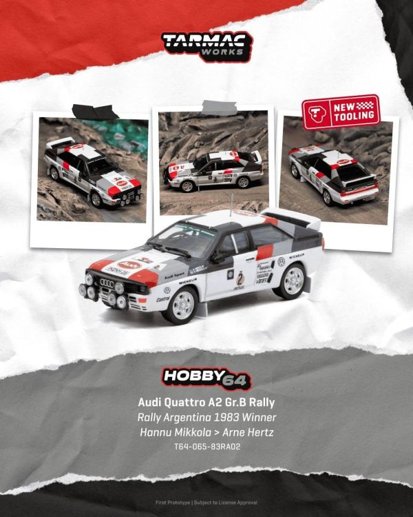 (預購) TARMAC WORKS 1/64 奧迪 HOBBY64 Audi Quattro A2 Gr.B Rally Rally Argentina 1983 Winner 20261108 TARMAC WORKS 1/64 奧迪 HOBBY64 Audi Quattro A2 Gr.B Rally Rally Argentina 1983 Winner