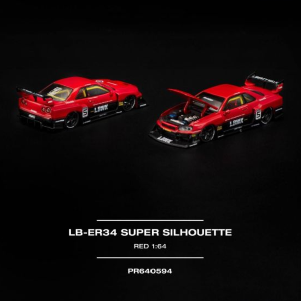 (預購) POP RACE 1/64 LB-ER34 SUPER SILHOUETTE RED PR640594 20261007 POP RACE 1/64 LB-ER34 SUPER SILHOUETTE RED PR640594