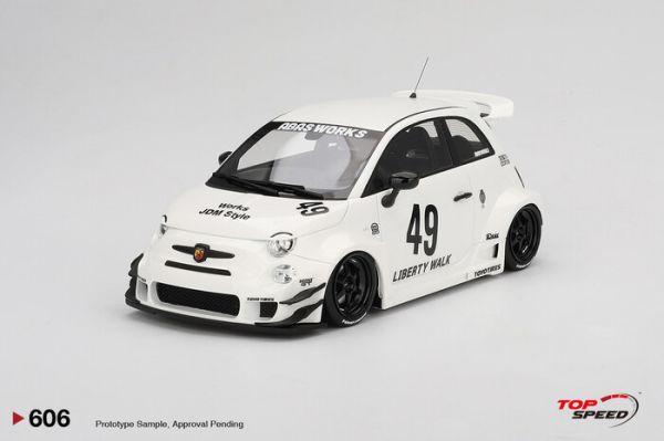 TOPSPEED 1/18 LB-WORKS x Abas Works Abarth 595 Gara White TS0606 TOPSPEED 1/18 LB-WORKS x Abas Works Abarth 595 Gara White TS0606