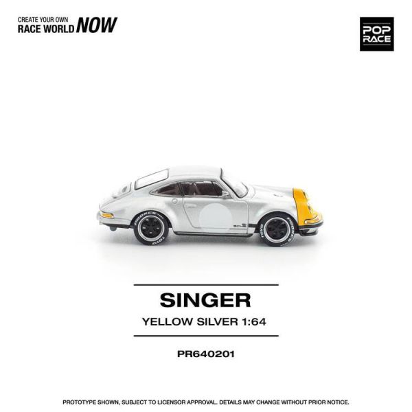 (預購) POP RACE 1/64 保時捷 Porsche SINGER YELLOW/SILVER (預購) POP RACE 1/64 保時捷 Porsche SINGER YELLOW/SILVER