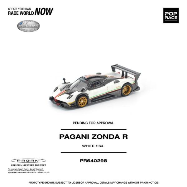 (預購) POP RACE 1/64 帕加尼 PAGANI ZONDA R WHITE PR640298 20260312 POP RACE 1/64 帕加尼 PAGANI ZONDA R WHITE PR640298