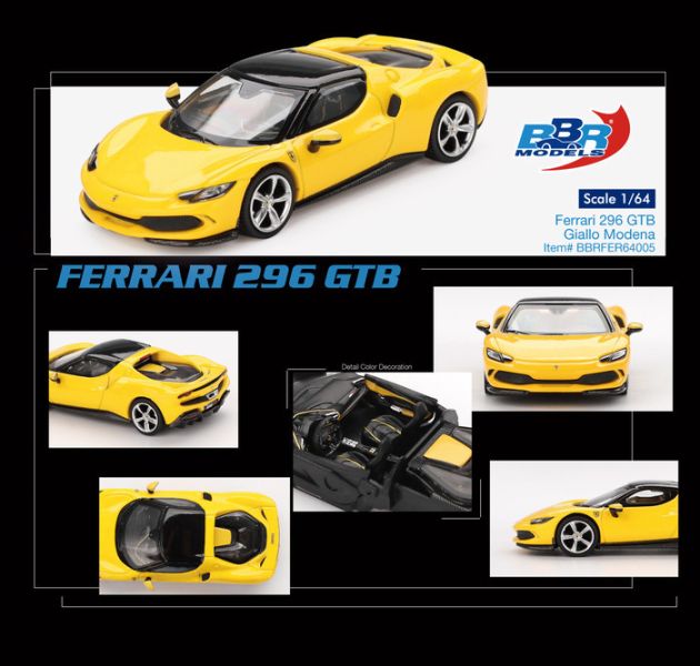 BBR 1/64 法拉利 Ferrari 296 GTB Giallo Modena BBRFER64005 BBR 1/64 法拉利 Ferrari 296 GTB Giallo Modena BBRFER64005