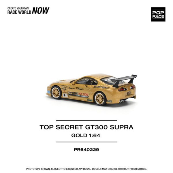 POP RACE 1/64 豐田 Toyota TOP SECRET GT300 SUPRA GOLD PR640229 POP RACE 1/64 豐田 Toyota TOP SECRET GT300 SUPRA GOLD PR640229