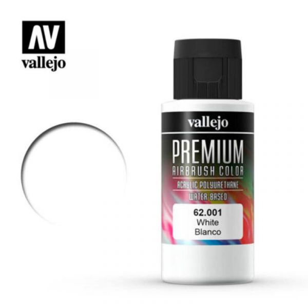 Acrylicos Vallejo 62001 高階色彩 Premium Color 白色 White 60 ml. Acrylicos Vallejo,62001,高階色彩,Premium Color,白色 White,60 ml.