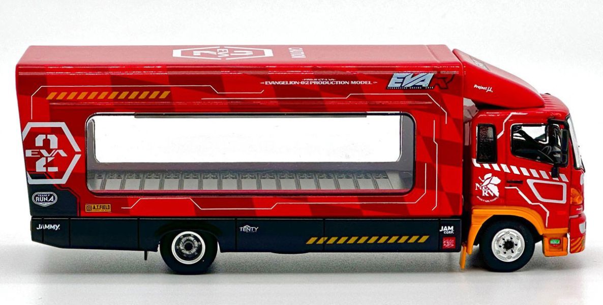 [即將到貨 請點貨到通知] POP RACE 1/64 EVA Racing Trans Porter HINO 500 運輸車 EVA-02 貳號機 POP RACE 1/64 EVA Racing Trans Porter HINO 500 運輸車 EVA-02 貳號機