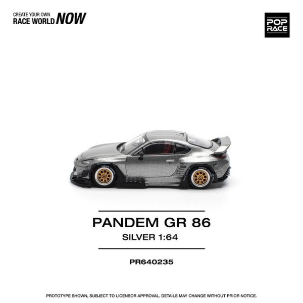 POP RACE 1/64 豐田 Toyota PANDEM GR86 SILVER PR640235 POP RACE 1/64 豐田 Toyota PANDEM GR86 SILVER PR640235