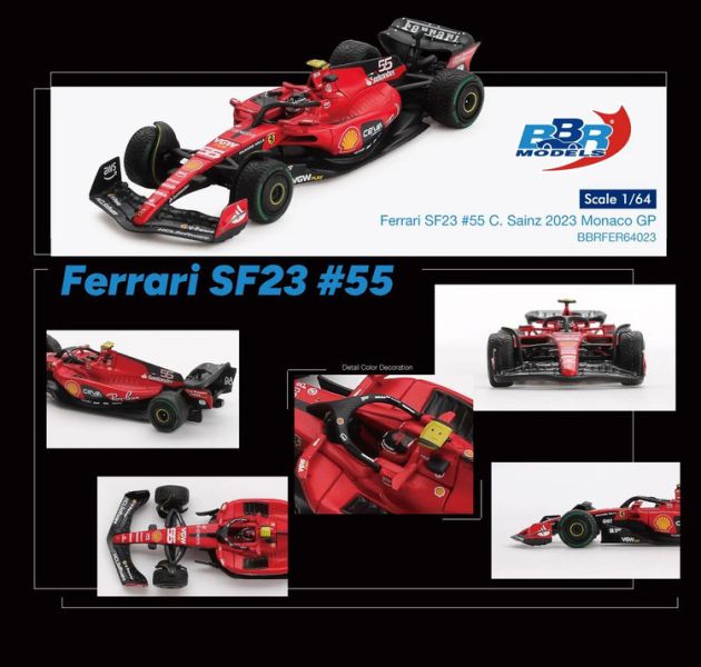 (預購) BBR 1/64 法拉利 Ferrari SF23 #55 C. Sainz 2023 Monaco GP BBRFER64023 (預購) BBR 1/64 法拉利 Ferrari SF23 #55 C. Sainz 2023 Monaco GP BBRFER64023