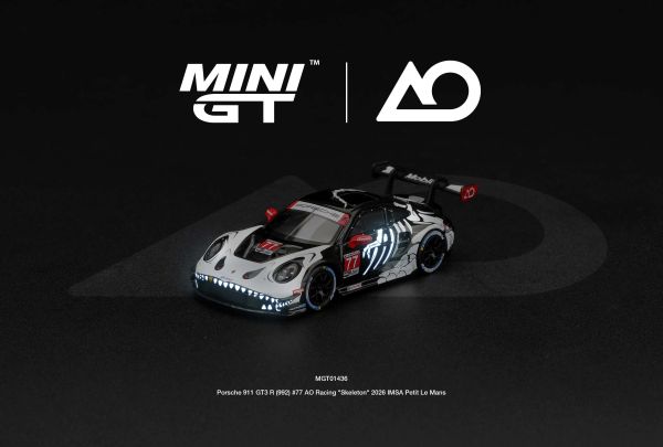 (預購) MINIGT 1/64 Porsche 911 GT3 R #77 Skeleton Rexy 2026 IMSA LHD（盒裝／吊卡版）分別販售 20261102 MINIGT 1/64 Porsche 911 GT3 R #77 Skeleton Rexy 2026 IMSA LHD（盒裝／吊卡版）分別販售