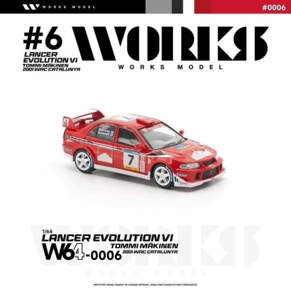 (預購) WORKS Model 1/64 三菱 MITSUBISHI LANCER EVOLUTION VI TOMMI MAKINEN 2001 WRC CATALUNYA W640006 20260524 WORKS Model 1/64 三菱 MITSUBISHI LANCER EVOLUTION VI TOMMI MAKINEN 2001 WRC CATALUNYA W640006