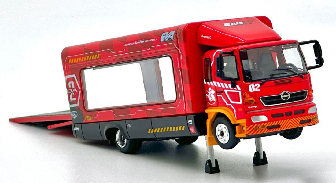 [即將到貨 請點貨到通知] POP RACE 1/64 EVA Racing Trans Porter HINO 500 運輸車 EVA-02 貳號機 POP RACE 1/64 EVA Racing Trans Porter HINO 500 運輸車 EVA-02 貳號機