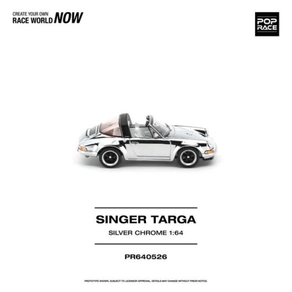(預購) POP RACE 1/64 SINGER TARGA SILVER CHROME PR640526 20260805 POP RACE 1/64 SINGER TARGA SILVER CHROME PR640526
