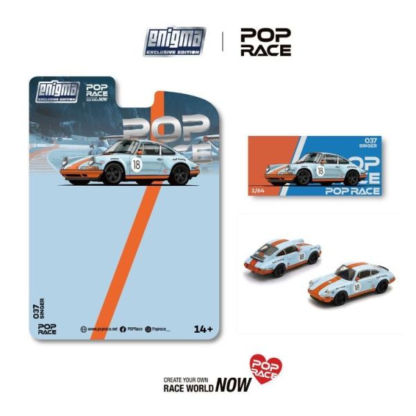 (預購) POP RACE × ENIGMA 1/64 SINGER RACING ORANGE/BLUE #18 PRE037 20260707 POP RACE × ENIGMA 1/64 SINGER RACING ORANGE/BLUE #18 PRE037