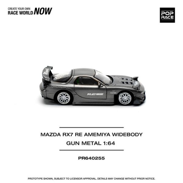 POP RACE 1/64 馬自達 MAZDA RX7 RE-AMEMIYA GUN METAL PR640255 POP RACE 1/64 馬自達 MAZDA RX7 RE-AMEMIYA GUN METAL PR640255