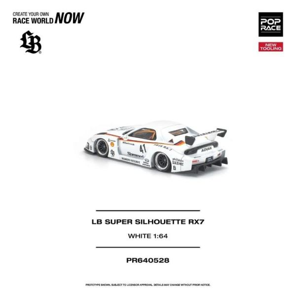 (預購) POP RACE 1/64 馬自達 LB SUPER SILHOUETTE RX7 (FD3S) White PR640528 20260625 POP RACE 1/64 馬自達 LB SUPER SILHOUETTE RX7 (FD3S) White PR640528