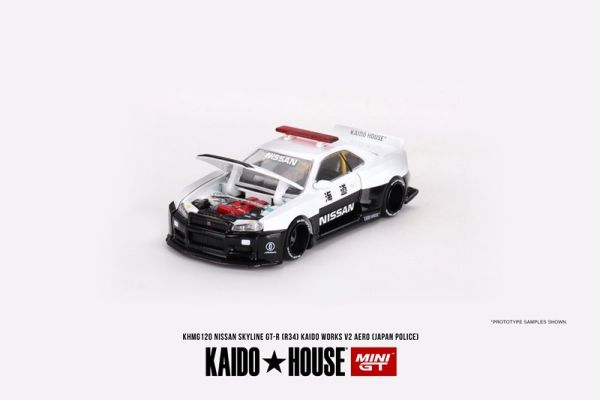 MINIGT 1/64 日產 Nissan Skyline GT-R R34 Kaido Works V2 Aero Police 警車塗裝 MINIGT 1/64 日產 Nissan Skyline GT-R R34 Kaido Works V2 Aero Police 警車塗裝