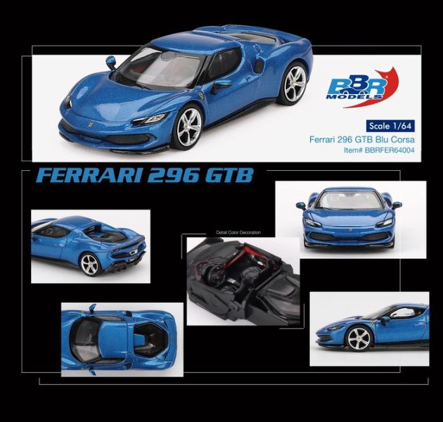 BBR Models 1/64 法拉利 Ferrari 296 GTB Blu Corsa BBR Models 1/64 法拉利 Ferrari 296 GTB Blu Corsa