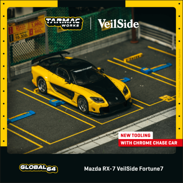 TARMAC WORKS 1/64 馬自達 Mazda RX-7 VeilSide Fortune7 Yellow / Black T64G-075-YE TARMAC WORKS 1/64 馬自達 Mazda RX-7 VeilSide Fortune7 Yellow / Black T64G-075-YE