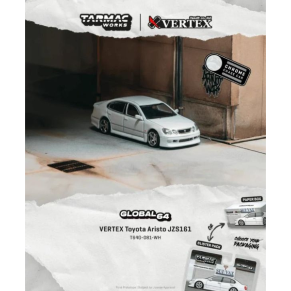 (預購) [吊卡版] TARMAC WORKS 1/64 豐田 GLOBAL64 VERTEX Toyota Aristo JZS161 White T64G-081-WH 20260525 [吊卡版] TARMAC WORKS 1/64 豐田 GLOBAL64 VERTEX Toyota Aristo JZS161 White T64G-081-WH