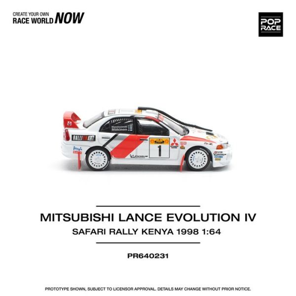 POP RACE 1/64 三菱 MITSUBISHI LANCER EVOLUTION IV SAFARI RALLY KENYA 1998 PR640231 POP RACE 1/64 三菱 MITSUBISHI LANCER EVOLUTION IV SAFARI RALLY KENYA 1998 PR640231