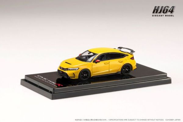 Hobby JAPAN 1/64 本田 Honda CIVIC TYPE R (FL5) RACING BLACK Package 訂製黃 賽車黑化特式套件 HJ645063Y Hobby JAPAN 1/64 本田 Honda CIVIC TYPE R (FL5) RACING BLACK Package 訂製黃 賽車黑化特式套件 HJ645063Y