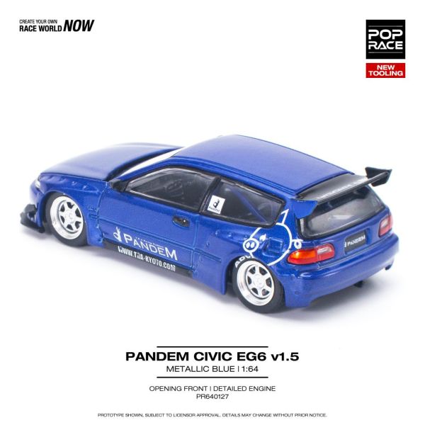 POP RACE 1/64 本田 HONDA PANDEM CIVIC EG6 v1.5 五代喜美 金屬藍 PR640127 POP RACE 1/64 本田 HONDA PANDEM CIVIC EG6 v1.5 五代喜美 金屬藍 PR640127