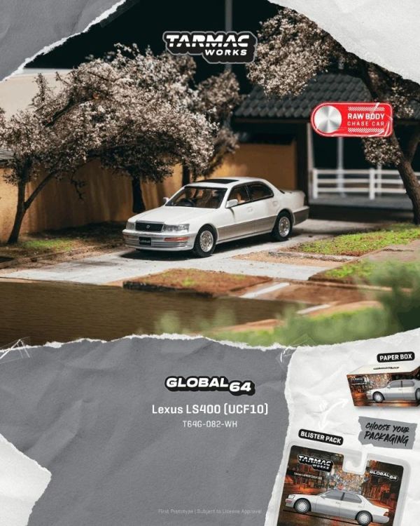 (預購) [吊卡版] TARMAC WORKS 1/64 GLOBAL64 Lexus LS400 (UCF10) Pearl White T64G-082-WH 20260426 [吊卡版] TARMAC WORKS 1/64 GLOBAL64 Lexus LS400 (UCF10) Pearl White T64G-082-WH