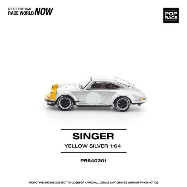 (預購) POP RACE 1/64 保時捷 Porsche SINGER YELLOW/SILVER (預購) POP RACE 1/64 保時捷 Porsche SINGER YELLOW/SILVER