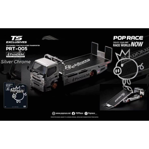 (預購) POP RACE 1/64 三菱 TOKYO STATION PANDEM FUSO 300 FLATBED TRANSPORTER SILVER CHROME PRT005 20260709 POP RACE 1/64 三菱 TOKYO STATION PANDEM FUSO 300 FLATBED TRANSPORTER SILVER CHROME PRT005